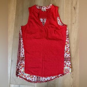 Anthropologie Sleeveless V-Neck Top with Floral Side Panels